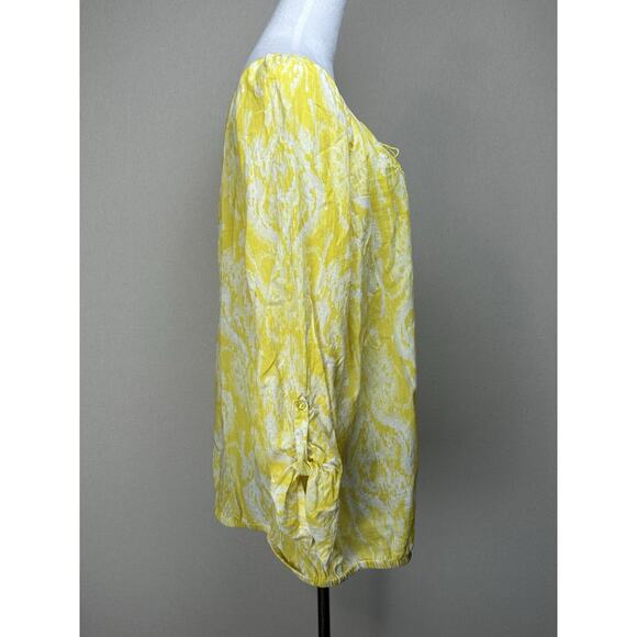 Lane Bryant Women’s Top 3/4 Sleeves Yellow Embroidered Elastic Waist Sz 18/20 - Picture 5 of 14